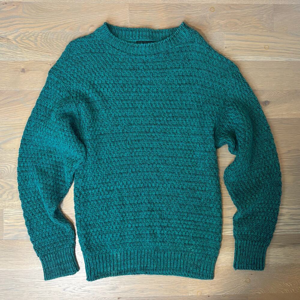 VTG 80s Tony Lambert Chunky Knit Sweater Made In USA Teal Womens Size Medium